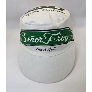 Senor Frog's Mazatlan Mexico Bar & Grill White Tourist Souvenir Cap Vintage